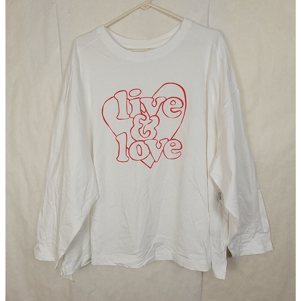 New Old Navy white Live and Love red heart graphic tshirt size 4X Casual